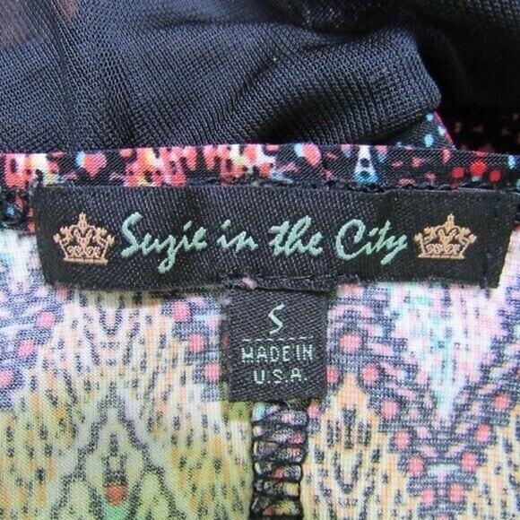 Suzie in the City Tunic Blouse Scoop Neck Short Sleeves Chevron Motif Size Small - Picture 4 of 7